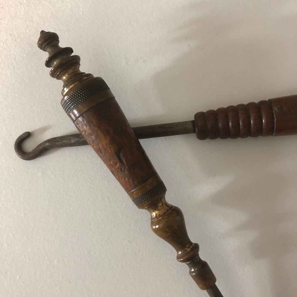 Two Victorian Boot or Button Hooks - neat handles!